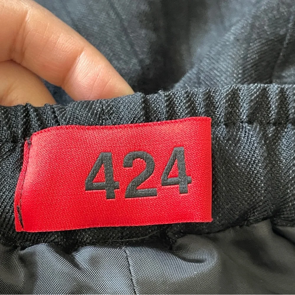 424 Wool Pants baggy layered mens Black (small) streetwear hype lounge casual